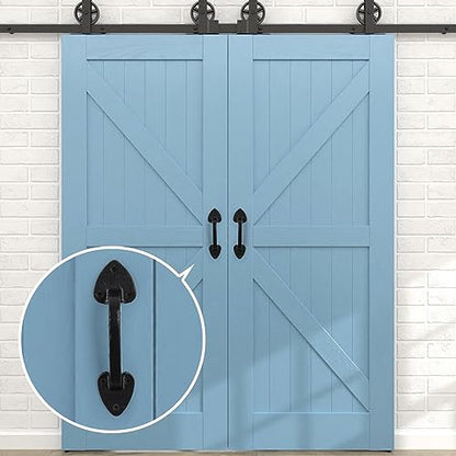 WellMade Barn Door Handles, Black Gate Handle, 7.5 in Rustic Metal Door Pull Handle Hardware for Wooden Garden Gate Shed Cabinet - size: 1 Pack