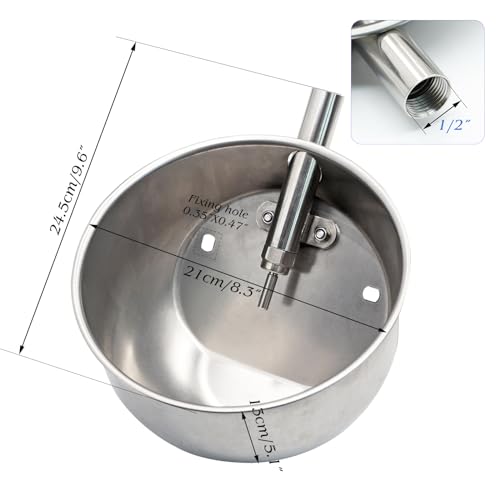 Automatic Pig Waterer System Stainless Steel,Automatic Waterer Water Bowl for Pig Hog Farm Animal Drinking Water Trough (Extra Large)