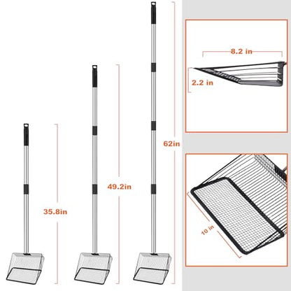 BABORUI 10 Inch Large Chicken Poop Scooper, Adjustable Litter Scooper for Chicken, Detachable Stainless Steel Heavy Duty Poop Shovel, Chicken Coop Cleaning Tools and Accessories