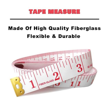 Tape Measure Body Measuring Tape, Soft Fabric Measuring Tape for Sewing Cloth Measurement, 60 Inch Double Scale Tailor Ruler for Weight Loss (White1) - color: White1