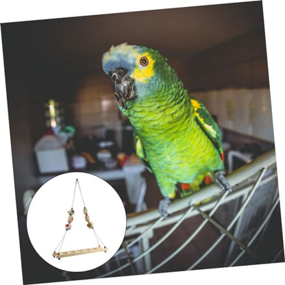 BESPORTBLE Wooden Chicken Swing Ladder Hanging Bird Toy for Parrots Chickens and Small Birds Adjustable Climbing Stand Natural Wood Design for PET Training and Play