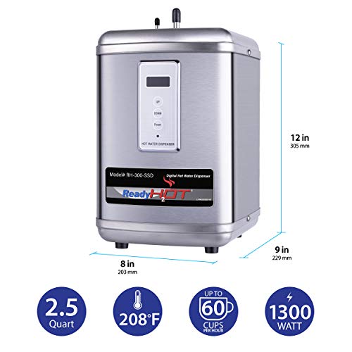Ready Hot 40-RH-300-SSD Instant Hot Water Dispenser System, 2.5 Quarts, Digital Display Tank Only Stainless Steel - style: Digital