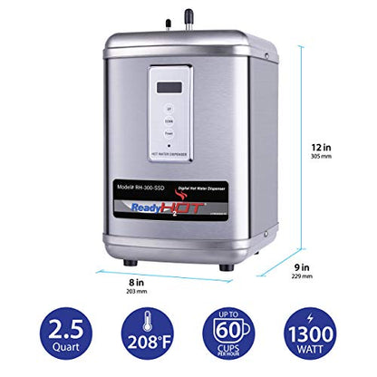 Ready Hot 40-RH-300-SSD Instant Hot Water Dispenser System, 2.5 Quarts, Digital Display Tank Only Stainless Steel - style: Digital