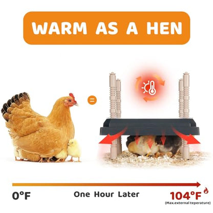 Longhzuo Chicken Brooder Plate for Chicks, Temperature Range 90°F-104°F, Adjustable Heights Chicken Heater, Heat Plate for 15 Chicks (10" X10")