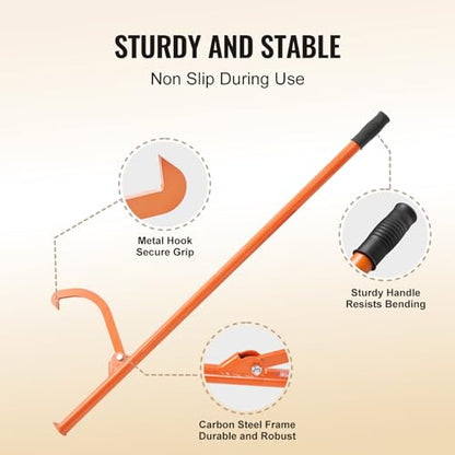 VEVOR 46.5'' Felled Cant Hook Logging Tool, Adjustable Heavy Duty Steel Log Roller, Log Lifter Timber Jack with Rubber Grip, Forestry Logging Tools for Lifting and Handling Logs up to 32" Dia - size: Cant Hook 46.5''