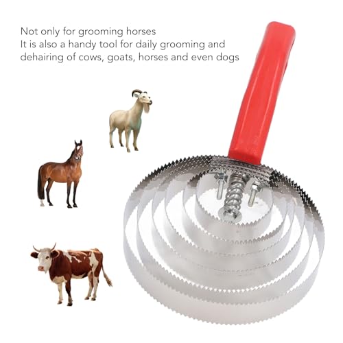 Curry Combs, Curry Comb Horse Brush, Double Sided Livestock Shedding Comb, 3pcs Sided Stainless Horse Curry Comb 4 Rings 5 Rings 6 Rings with Soft Touch Grip for Sheep, Cattle