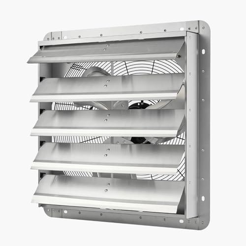 VEVOR 20'' Exhaust Fan, Wall Mounted Attic Fan with Variable Speed, 3000 CFM, Automatic Shutter, Ventilation and Cooling, Silver, Fan Only - size: 20 Inch