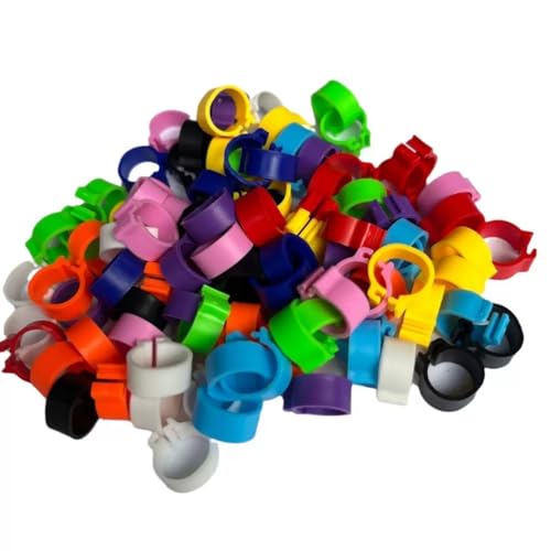 100 Pcs Multicolor 8mm Poultry Leg Rings, Bird Identification Foot Bands Clip-on Rings for Birds, Ducks and Chickens