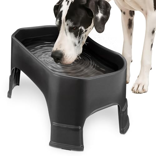 Neater Pet Brands Extra Large Water Bowl for Dogs, Elevated Outdoor Dog Water Bowl (2.25 Gallon XL Capacity), Big Trough Style Food Dish for Indoors or Outside, No Spill Large Dog Bowls, Black - color: Midnight Black, size: 2.25 Gallons
