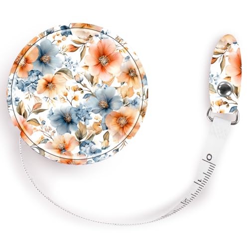Retractable Mini Tape Measure, Auto-Retract, Premium Leather Tape Measure, Dual-Sided Ruler, Ideal for Fabric Cutting, Body Measurements, and Handicrafts (Peach Blossoms) - color: Peach Blossoms