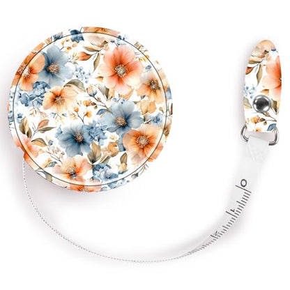 Retractable Mini Tape Measure, Auto-Retract, Premium Leather Tape Measure, Dual-Sided Ruler, Ideal for Fabric Cutting, Body Measurements, and Handicrafts (Peach Blossoms) - color: Peach Blossoms