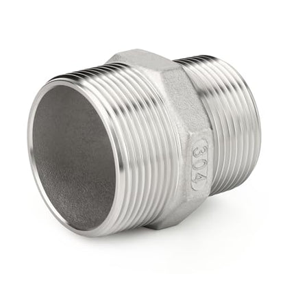 TAISHER 2PCS Cast 304 Stainless Steel Hex Nipple, Reducer Pipe Fitting 2" NPT Male x 1-1/2" NPT Male - size: 2" NPT x 1-1/2" NPT