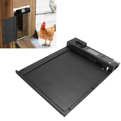 Aramox Light Sensor Automatic Chicken Coop Door, Solar Powered with Safety Mechanism & Weatherproof Design, Timer Reminder for Poultry