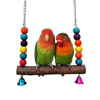 Bird Perch Toy, Natural Wooden Stand for Chick, Handmade Chicken Coop Swing for Training, Chicken Coop Accessories for Lovebird, Conure, Cockatiel, Parrot, Hens,Bird (S) - size: S