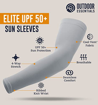 OutdoorEssentials UV Sun Sleeves for Men & Women, Cooling Arm Sleeves UPF 50+ | Golf, Tattoo Cover Up, Sun Protection - color: (6 Pairs): 2 Black, 2 Dark Gray, 2 White
