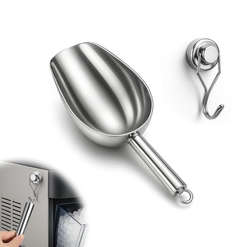Stainless Steel Ice Scoop for Freezer with Magnetic Hook - Ice Scoop for GE Profile Opal 2.0 Nugget Ice Maker, for Kitchen Bar Party Accessories (6OZ-Silver) - color: Silver, size: 6oz