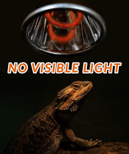 80W Deep Heat Infrared Projector Lamp for Reptiles, Emits both Infrared A & B Wavelengths, Reptiles Basking Light Heat Lamp Bulbs with Reflector for Bearded Dragons, Turtles, Snakes, Lizards, etc.
