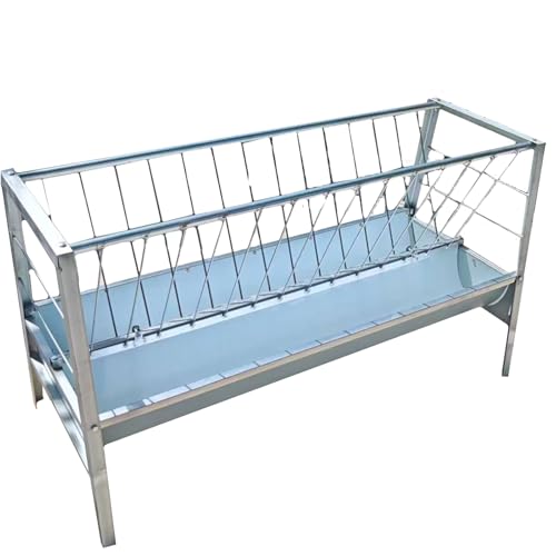 Color Steel Feeder Long Dual Sided Feeding Tray for Goats Sheep Ponies Dry Wet Use Hay Grain Trough for Farms Sheep Sheds Durable Farm Feeding Equipment (150 * 85 * 66cm) - size: 150*85*66cm