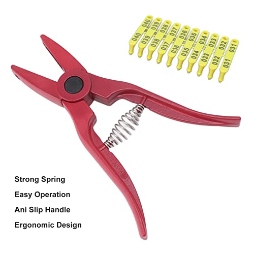 Livestock Ear Tag Pliers, Livestock Ear Tag Applicator with Ergonomic Anti Slip Handle for Farm Pigs Goats Cattle Sheep