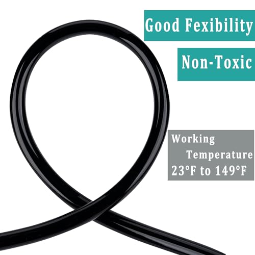 Black Vinyl Tubing 1/2” ID × 5/8” OD - 10 Feet PVC Flexible Plastic Tube Hybrid Hose, Transfer Water Air Oil for Pond Fountain Garden, Non-toxic and BPA free - size: ID 1/2 INCH, style: 10 Feet