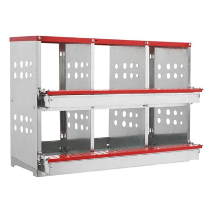 Chicken Nesting Boxes, 6 Hole Nesting Box for Chickens with Rollout Egg Collection, Galvanized Sheet Chicken Coop Laying Box for Hens