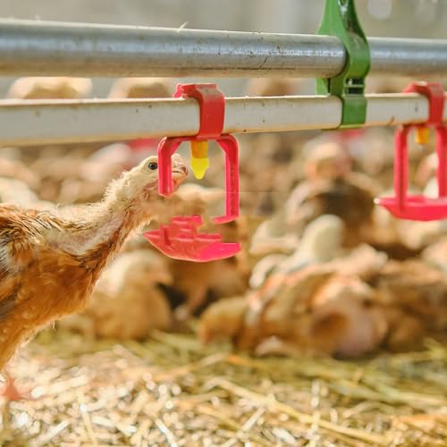 HEMOTON Automatic Poultry Waterer Nipples Set for Chickens with 12 Yellow Nipples, Installation Wrench and Drill Bit, Poultry Drinking Device for Agricultural and Livestock Use