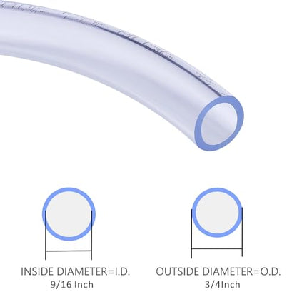DERNORD PVC Tubing 9/16"ID X 3/4"OD Flexible Clear Vinyl Hose 10 Feet for Food Grade - size: 10 Feet, style: 9/16"ID X 3/4"OD