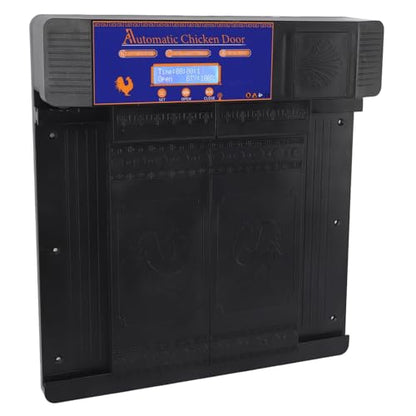 Automatic Chicken Coop Door Opener, Intelligent Double Open Timer LED Display Solar Powered, with Anti Pinch Function Low Battery Reminder, for Chickens Ducks Geese Poultry (Black) - color: Black