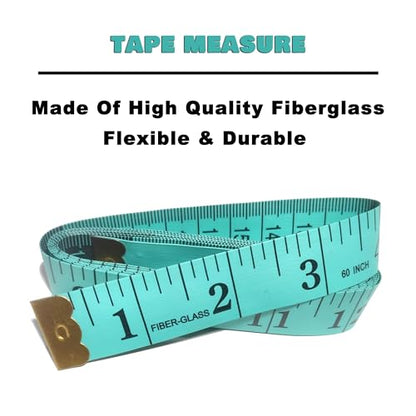 Tape Measure Body Measuring Tape, Soft Fabric Measuring Tape for Sewing Cloth Measurement, 60 Inch Double Scale Tailor Ruler for Weight Loss (Green) - color: Green