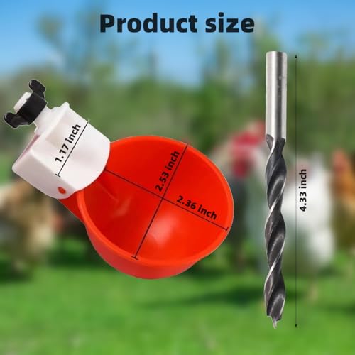 Chicken Waterer Cups, 24 Pack Poultry Water Feeder with Drill, Large Poultry Waterer Automatic Waterer for Chicken Coop, Duck, Chicks, Goose, Turkey, Bunny, Bird (Red, 24 Pack) - size: 24 Pack