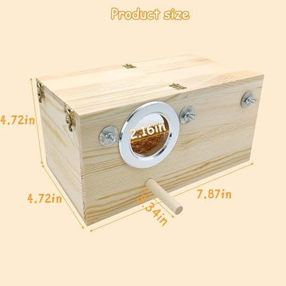 PINVNBY Large Natural Wood Parakeet Nesting Box Budgie Breeding Box Acrylic Bird Nest for Cage Transparent Panoramic for Birds, Parrots, Cockatiels, Lovebirds, Canaries (S: 7.87 x 4.72 x 4.72 inch) - size: S: 7.87 x 4.72 x 4.72 inch