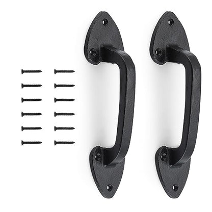 WellMade Barn Door Handles, 7.5 in Gate Handle, Rustic Metal Door Pull Handle Hardware for Wooden Garden Gate Shed Cabinet（Black, 2 Pack - size: 2 Pack