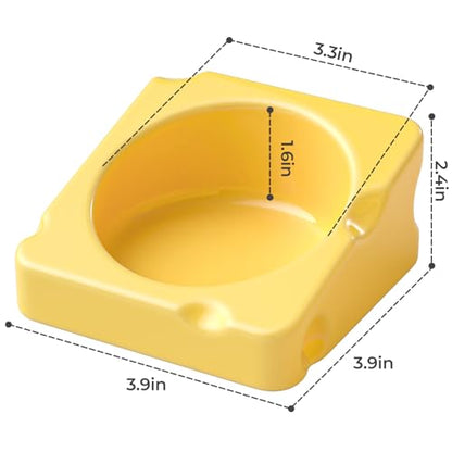 mini&moe Hamster Food Bowl - Ceramic Guinea Pig Bowl Chew-Proof Small Pet Anti-Turning Food & Water Feeding Dish for Rabbit, Gerbils, Mice, Rats, Chinchillas - 4.3in Cute Cheese-Shaped - color: yellow