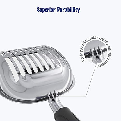 WePet Cat Litter Scoop, Aluminum Alloy Sifter, Kitty Metal Scooper, Deep Shovel, Long Handle, Poop Sifting, Kitten Pooper Lifter, Durable, Heavy Duty, for Litter Box - color: POLISHED Aluminum \ #06 Black Handle, size: Small
