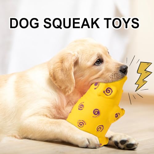 Indestructible Dog Toy, Pig Dog Toys with a Oinks Sound Squeaker, Interactive Rubber Pig Dog Chew Toy, Tough Dogs Toys with Natural Latex, Puppy Chew Toys for Teething, Dog Toys for Aggressive Chewers
