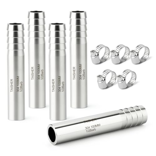 TAISHER 5PCS 304 Stainless Steel Pipe Fittings, 1/2" Barb, 4" Length Weld Nipple Cast Pipe - size: 1/2" Barb(4" Length)