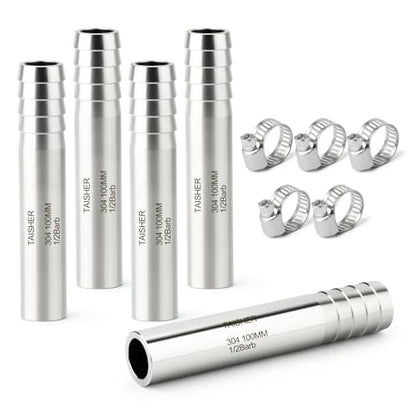 TAISHER 5PCS 304 Stainless Steel Pipe Fittings, 1/2" Barb, 4" Length Weld Nipple Cast Pipe - size: 1/2" Barb(4" Length)