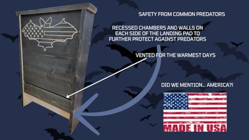 Made in USA- XL Black Stained Pine Bat House, 3 Chamber Bat Box, Easy-to-Install Wooden Bat House Kit, Weather-Resistant Bat Houses for Outdoors, with Mounting Screws - Applewood Outdoor - style: XL 3 Chamber Black