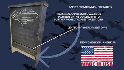 Made in USA- XL Black Stained Pine Bat House, 3 Chamber Bat Box, Easy-to-Install Wooden Bat House Kit, Weather-Resistant Bat Houses for Outdoors, with Mounting Screws - Applewood Outdoor - style: XL 3 Chamber Black