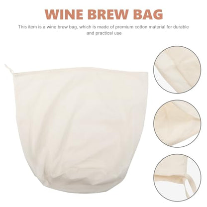 Cotton Nut Milk Filter Bag Large Mesh Drawstring Brew Bag Food Grade Soy Milk and Wine Filter Pouch Cylindrical 50×60cm for Brewing and Straining