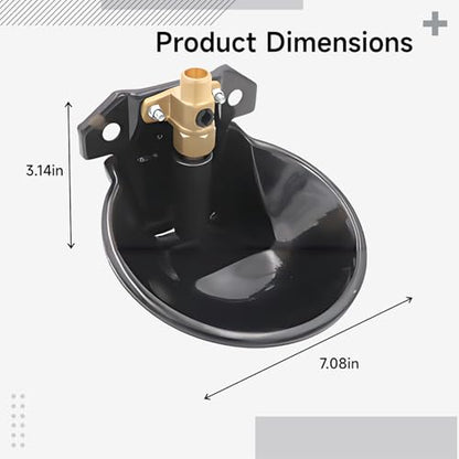 Automatic Livestock Waterer With Auto-Fill Trough, 7.1 X 3.1 In, Steel Plate Bowl And Copper Valve For Pigs, Cattle, Sheep