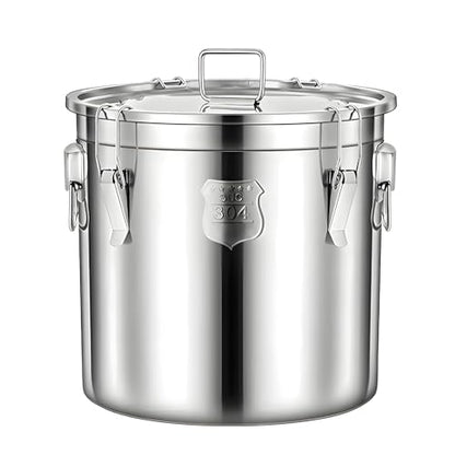 304 Stainless Steel Airtight Canister, Metal Cereal Flour Storage Container with Carry Handle Sealed Lid Coffee Canisters for Household Kitchen Bean Oil Milk Barrel (33L/8.7Gal)