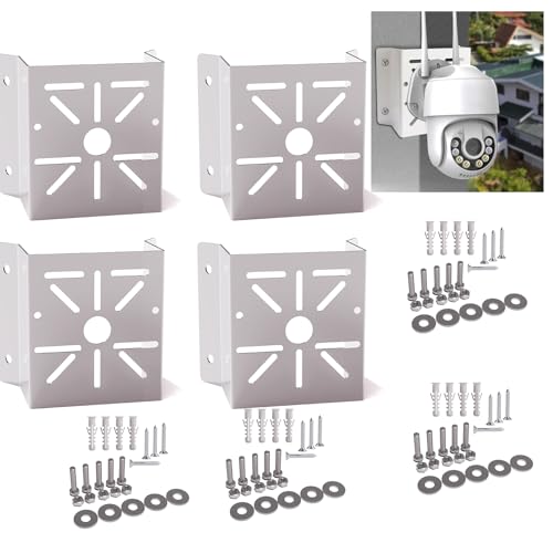 Universal Security Camera Corner Mount Bracket, Stainless Steel Wall Corner Holder for CCTV, Compatible with Arlo/Ring/Reolink RLA-BKC1, LED Stage Lights & Solar Panels, Silver, 4 Pack - size: 4 Pack