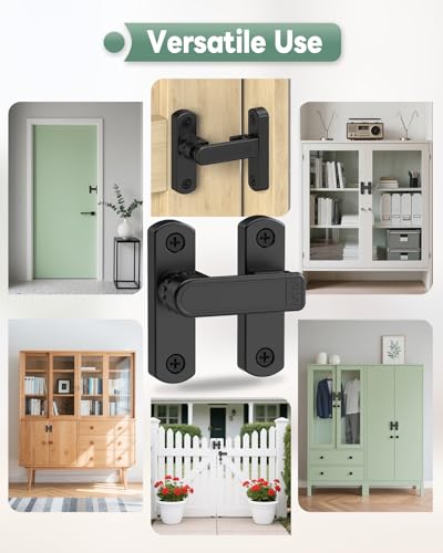 Adjustable Barn Door Locks, 90/180 Degree Sliding Door Latch, Protect Home Security Gate Latch for Bedroom, Barn, Cabinet, Garden, Fence (Black-1 Pc) - color: Black-1 Pc