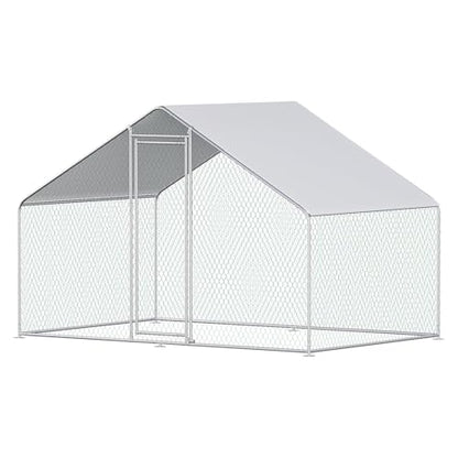 Large Chicken Coop Walk-in Metal Poultry Chicken Run Pen Rabbits Habitat House Spire Shaped Coop with Waterproof and Anti-UV Cover for Outdoor Backyard Farm Use(Steeple 1 Room) - size: 118.0"L x 78.0"W x 78.0"H