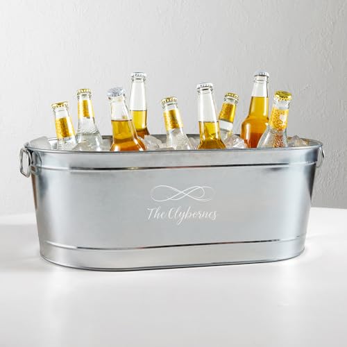 Let's Make Memories Personalized Beverage Tub - Custom Beverage Tub - Entertaining Must-Have - Galvanized Drink Tub - 5.5 Gallons - With Stand - Infinity Sign + Custom Message - color: Infinity Sign, size: With Stand