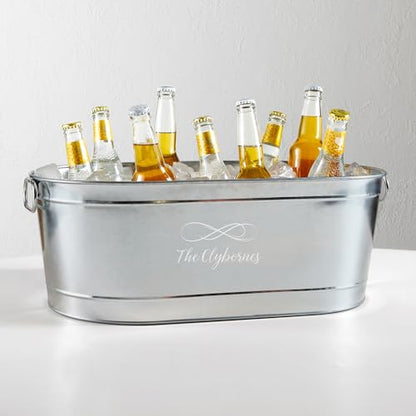 Let's Make Memories Personalized Beverage Tub - Custom Beverage Tub - Entertaining Must-Have - Galvanized Drink Tub - 5.5 Gallons - With Stand - Infinity Sign + Custom Message - color: Infinity Sign, size: With Stand