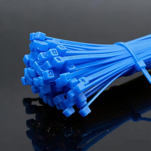 Zip Ties, 100pcs Blue Zip Ties 8 Inch, Plastic Ties Small Zipties Cable Tie Wraps, Multi-Purpose Cable Management Ties, Self-Locking Ziptie for Office and Home(Can bear 30lb) - color: Blue, size: 8" (100 Pack)