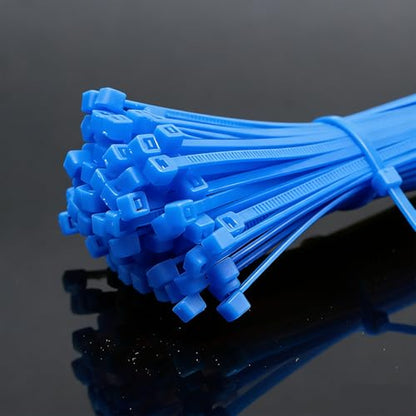 Zip Ties, 100pcs Blue Zip Ties 8 Inch, Plastic Ties Small Zipties Cable Tie Wraps, Multi-Purpose Cable Management Ties, Self-Locking Ziptie for Office and Home(Can bear 30lb) - color: Blue, size: 8" (100 Pack)