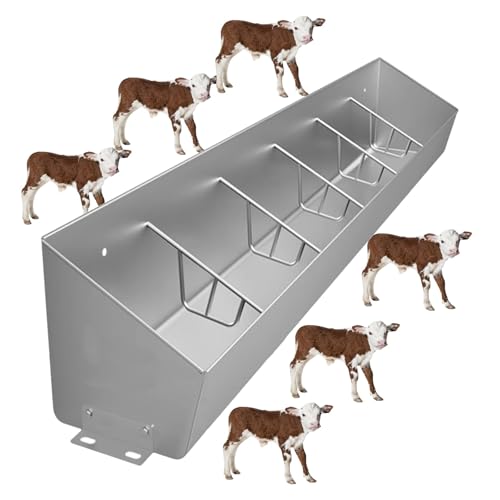 Stainless Steel Livestock Trough – 180cm Farm Animal Feeder, Wall or Ground Mount, Durable & Efficient Feeding Solution for Cattle, Horses, Goats & Sheep - size: 180cm Long/6 Bits